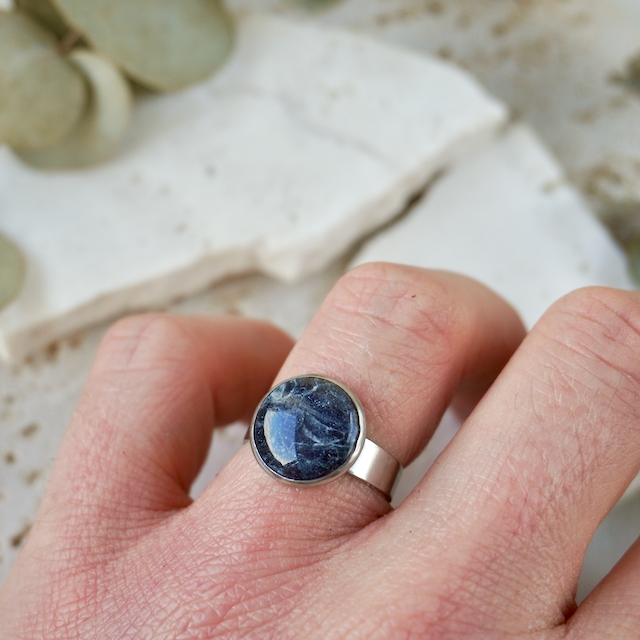 Black Tourmaline Adjustable Ring (Large)