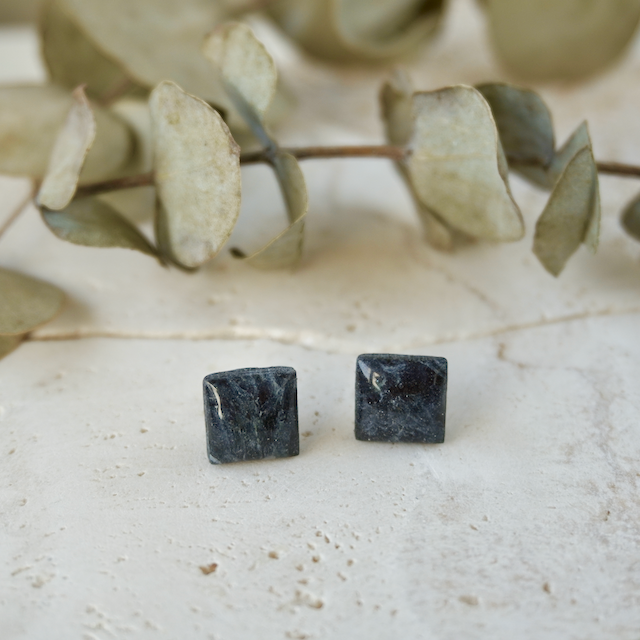 Black Tourmaline Medium Square Stud