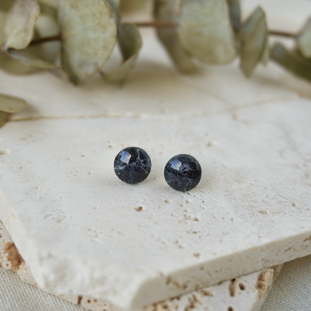 Black Tourmaline Small Round Stud