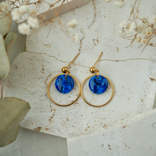 Blue Azurite Stud Hoop
