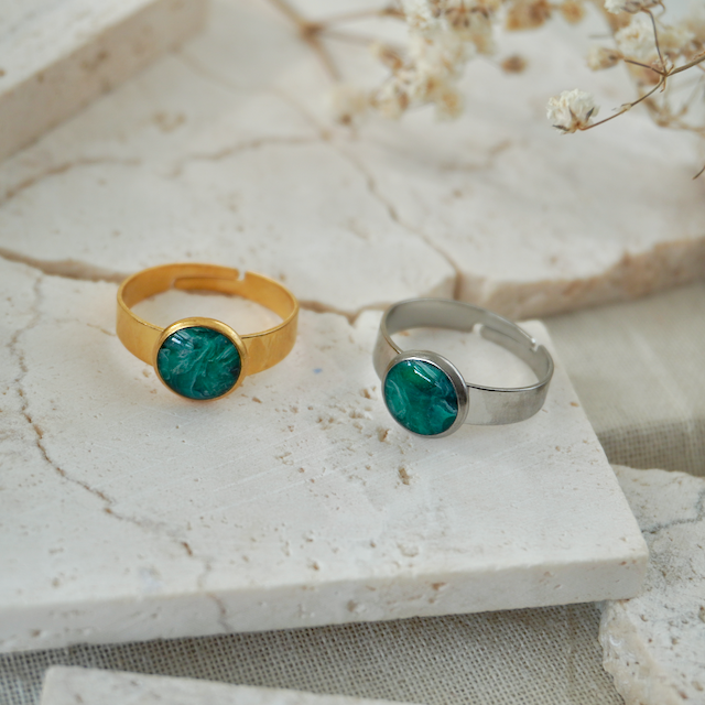Green Malachite Adjustable Ring (Small)