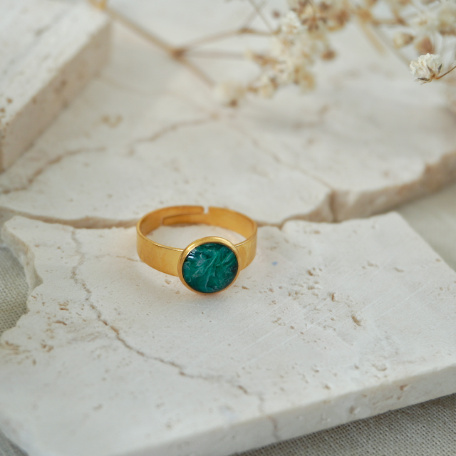 Green Malachite Adjustable Ring (Small)