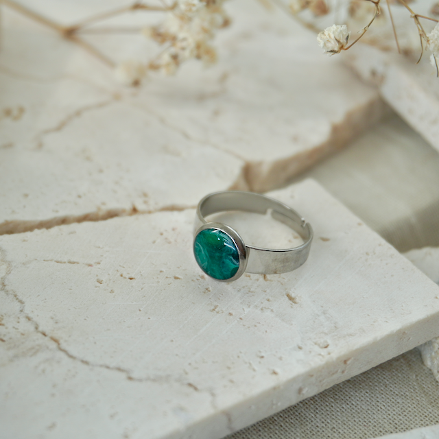 Green Malachite Adjustable Ring (Small)