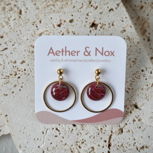 Lava Falls Red Stud Hoop