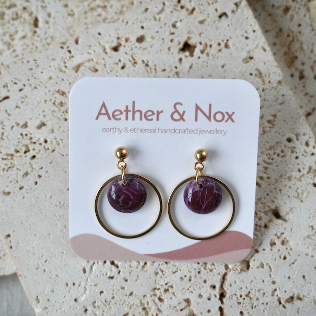 Amaranth Purple Stud Hoop