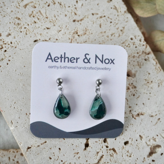 Dawn Green Stud Teardrop