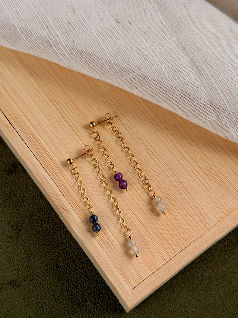 Luna Two Chain Stud Earrings