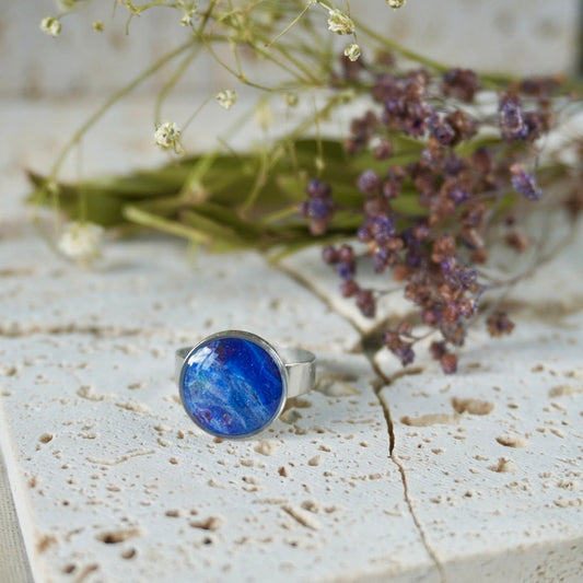 Galaxy Blue Adjustable Ring (Large)