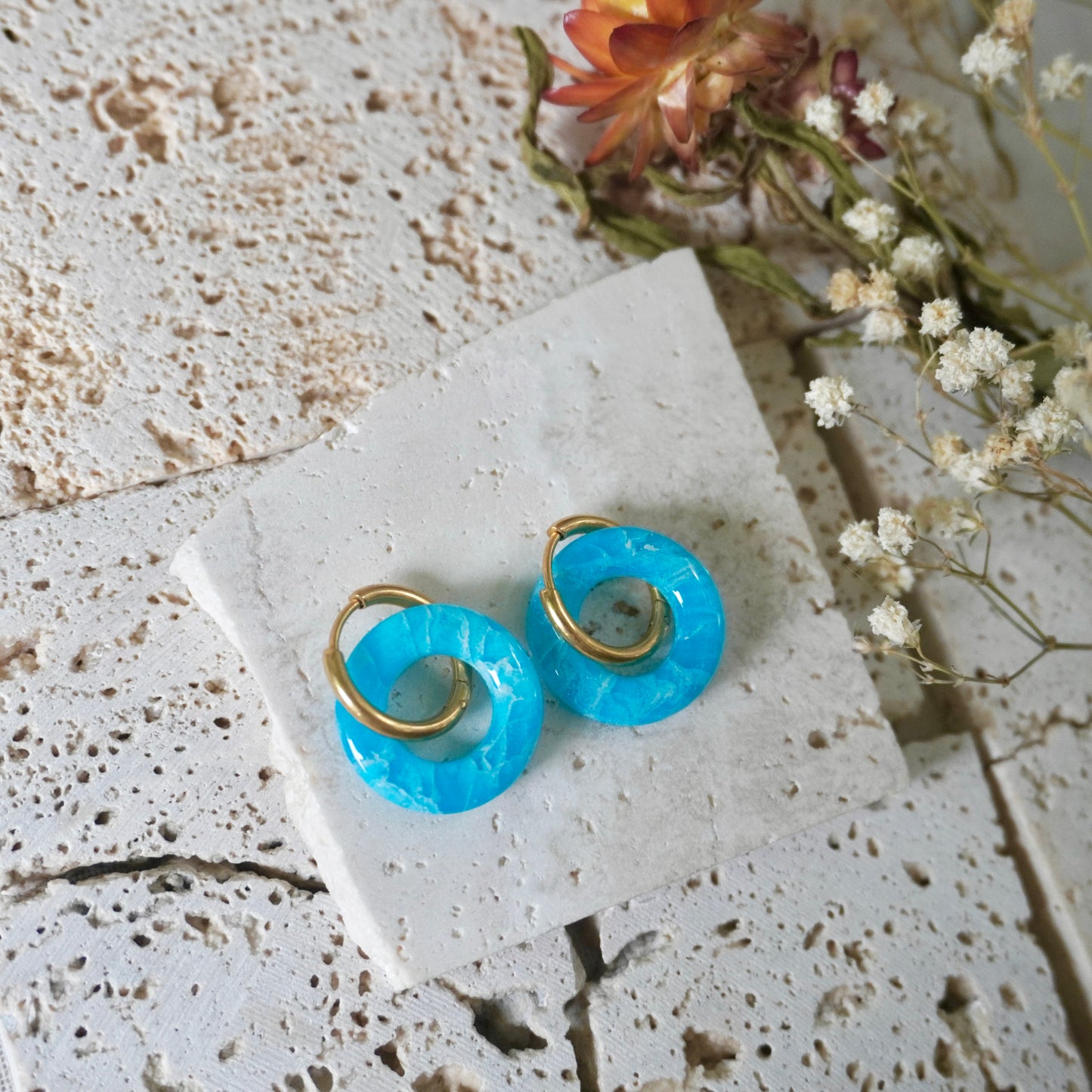 Quartz Huggie Hoops