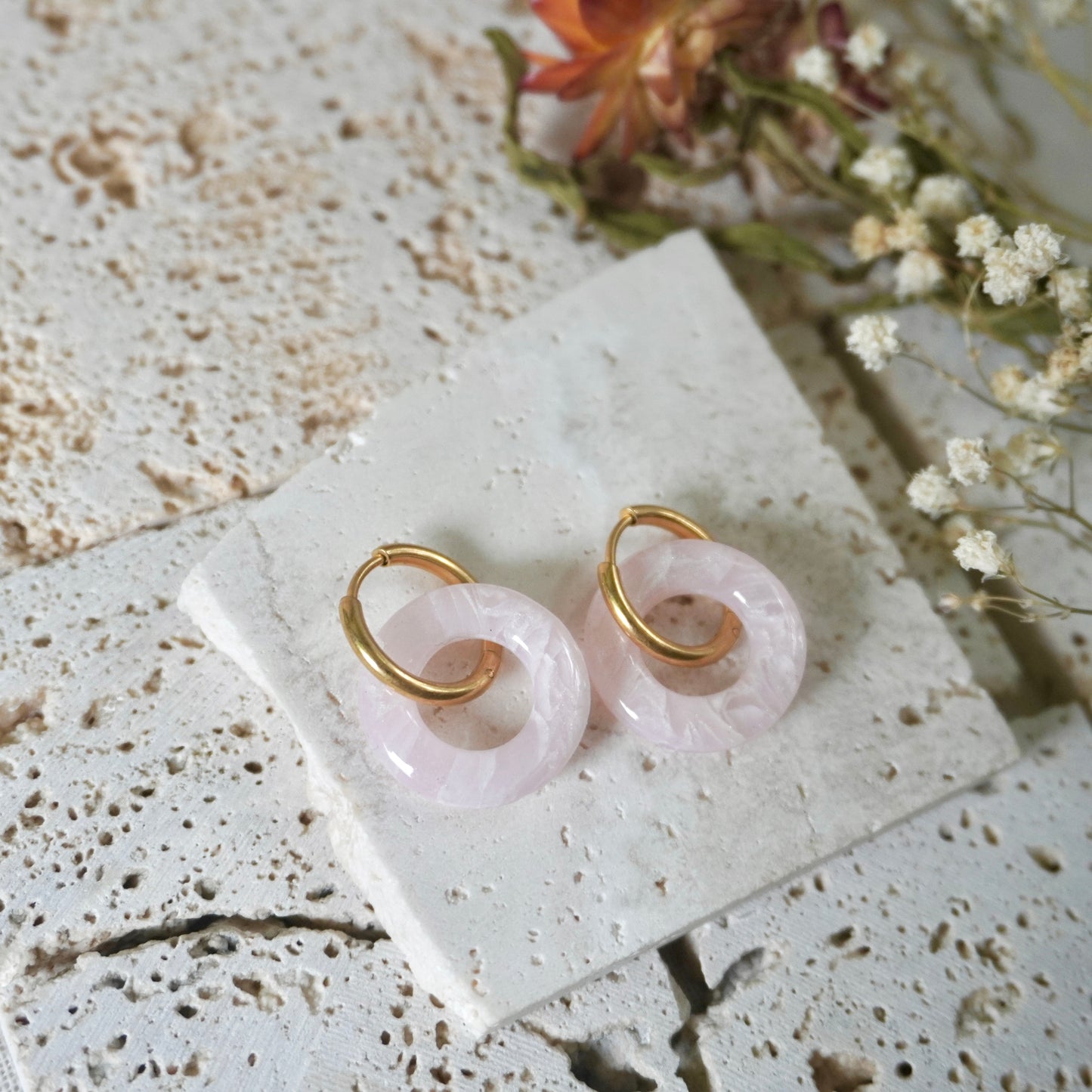 Quartz Huggie Hoops