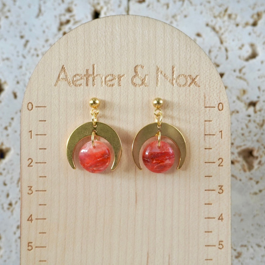 Carnelian Stud Downward Moon