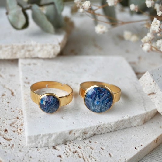 Galaxy Blue Adjustable Rings