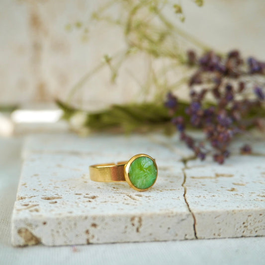 Green Calcite Adjustable Ring (Small)