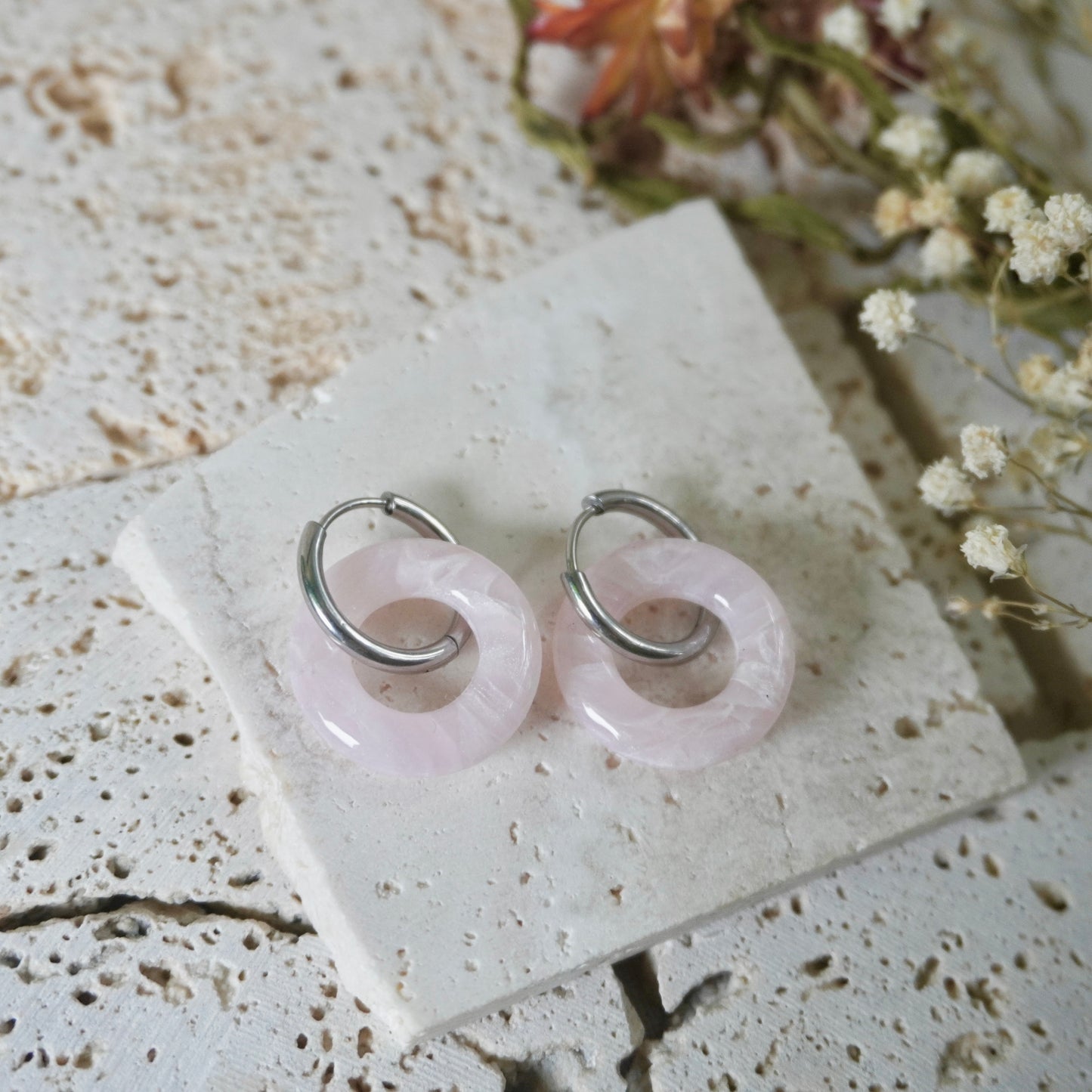 Quartz Huggie Hoops