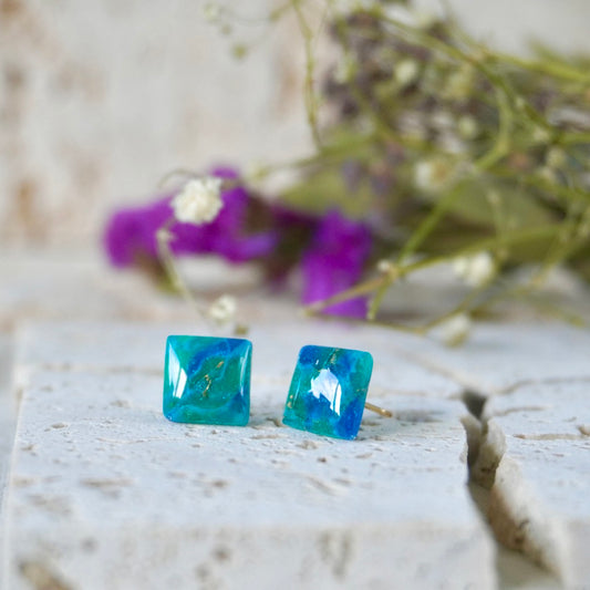 Turquoise Medium Square Stud