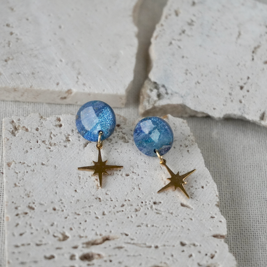 Blue Sparkle Charm Stud