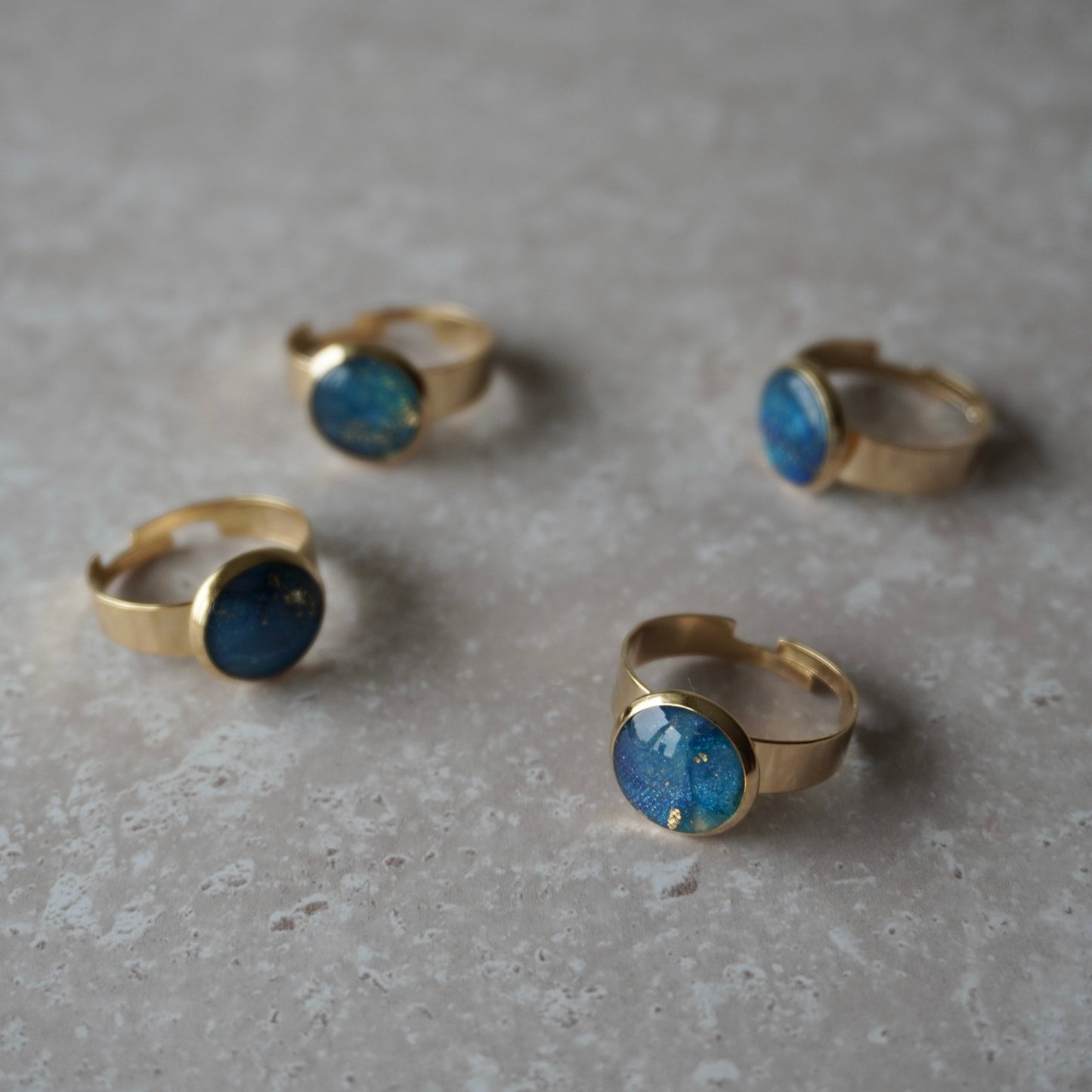 Ocean Blue Gold Ring - Adjustable