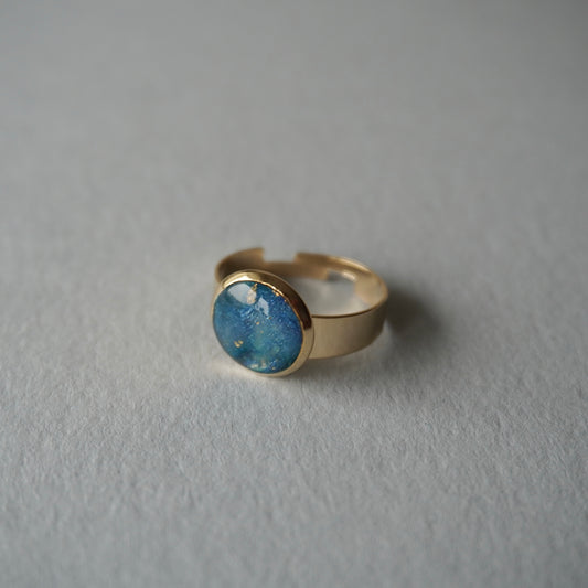 Ocean Blue Gold Ring - Adjustable