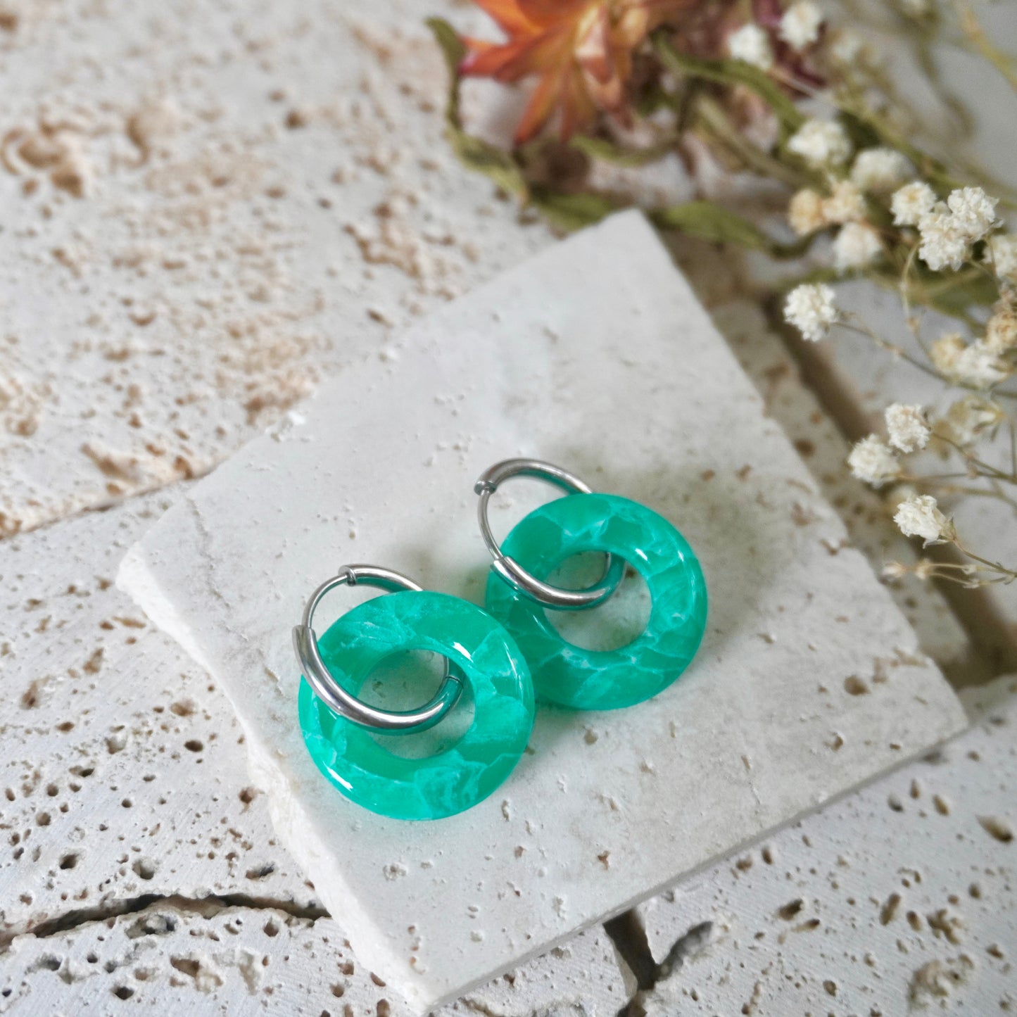 Quartz Huggie Hoops