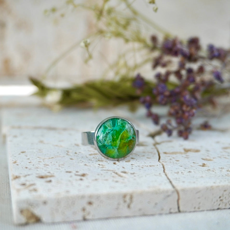 Jungle Green Adjustable Ring (Large)