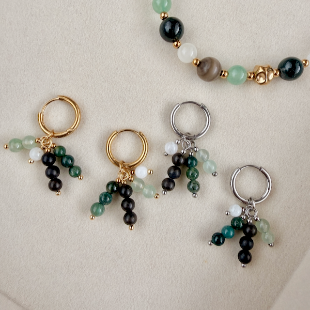 Growth & Grounding Four Cluster Huggie Earrings