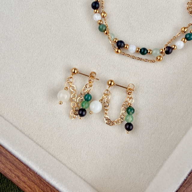 Growth & Grounding Chain Drop Stud Earrings
