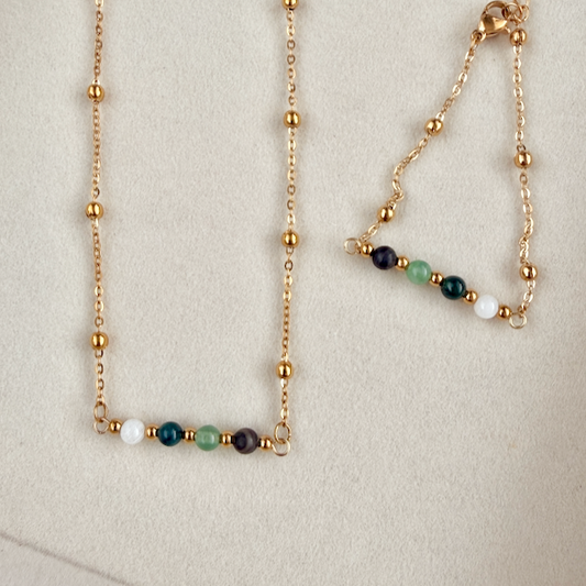 Growth & Grounding Four Stone Bar Necklace