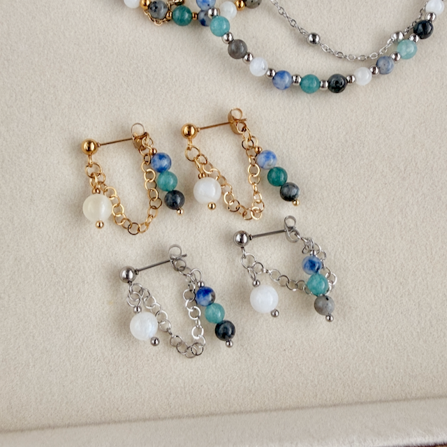 Clarity & Flow Chain Drop Stud Earrings
