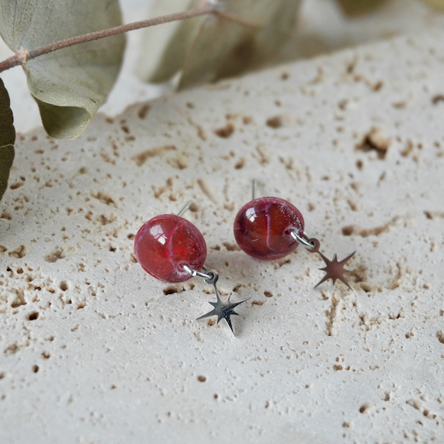 Lava Falls Red Charm Stud