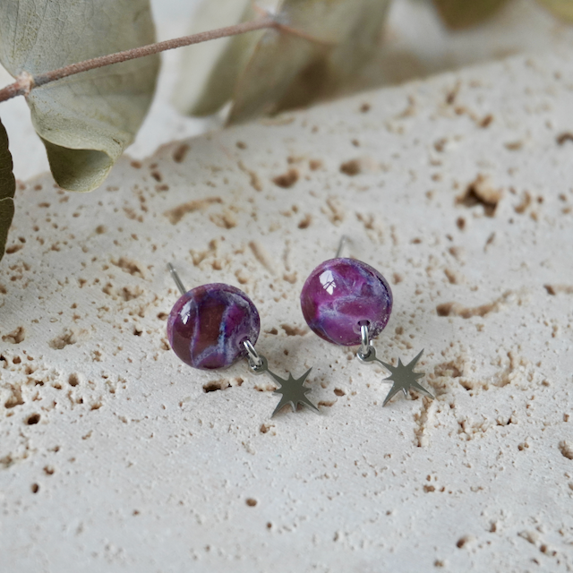 Amaranth Purple Charm Stud