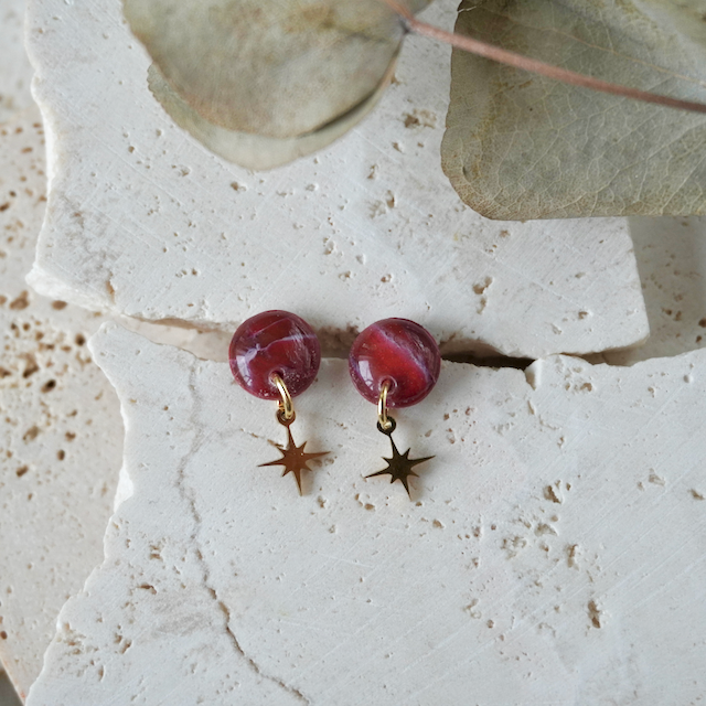 Lava Falls Red Charm Stud