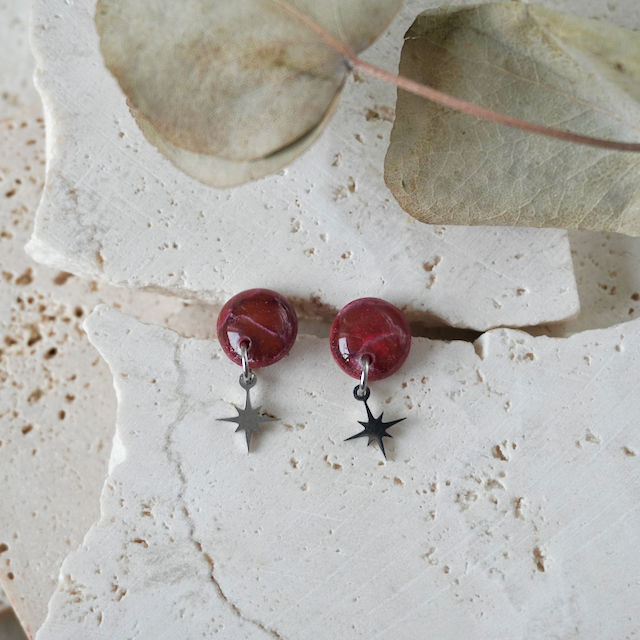 Lava Falls Red Charm Stud