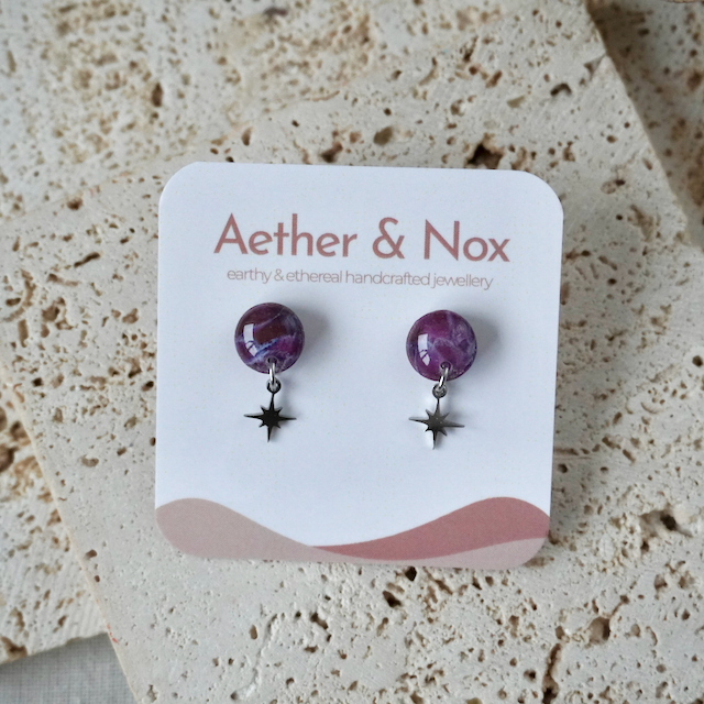 Amaranth Purple Charm Stud