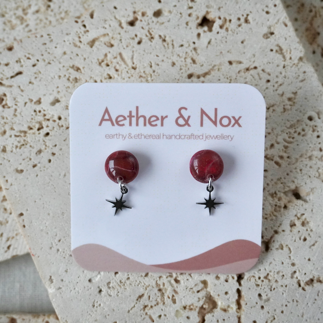 Lava Falls Red Charm Stud