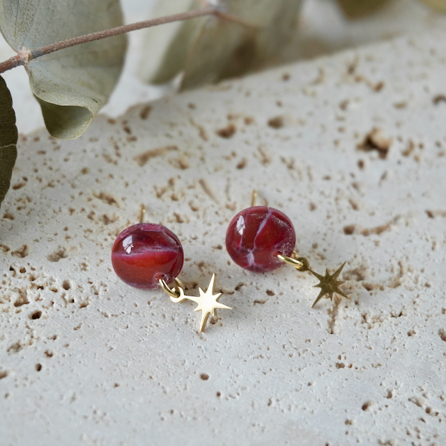 Lava Falls Red Charm Stud