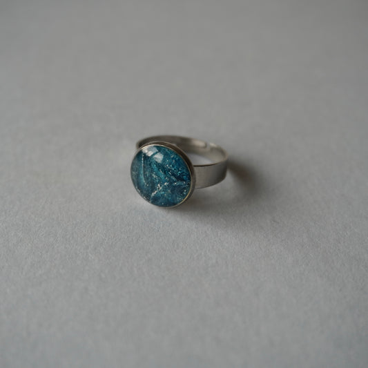 Stormy Blue Silver Ring - Adjustable (large)