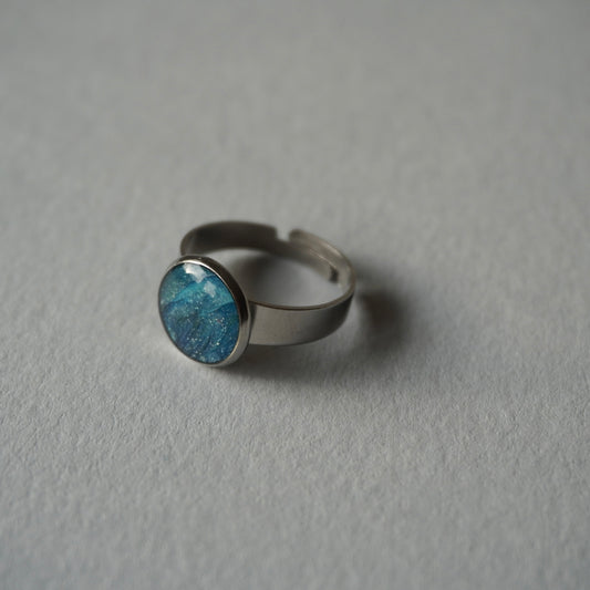 Stormy Blue Silver Ring - Adjustable (medium)