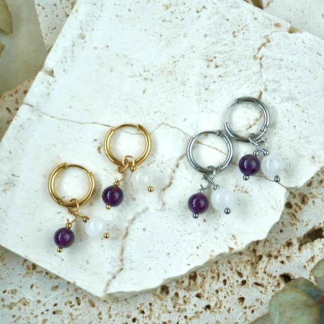 Duo Gemstone Huggie