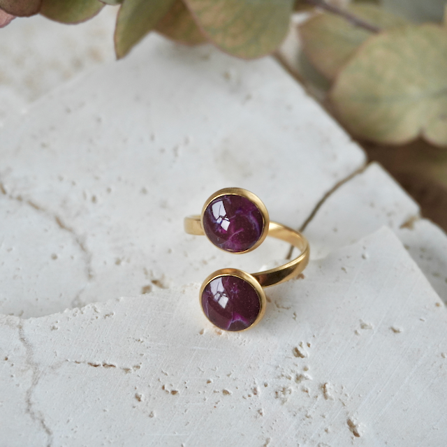 Amaranth Purple Duo Ring