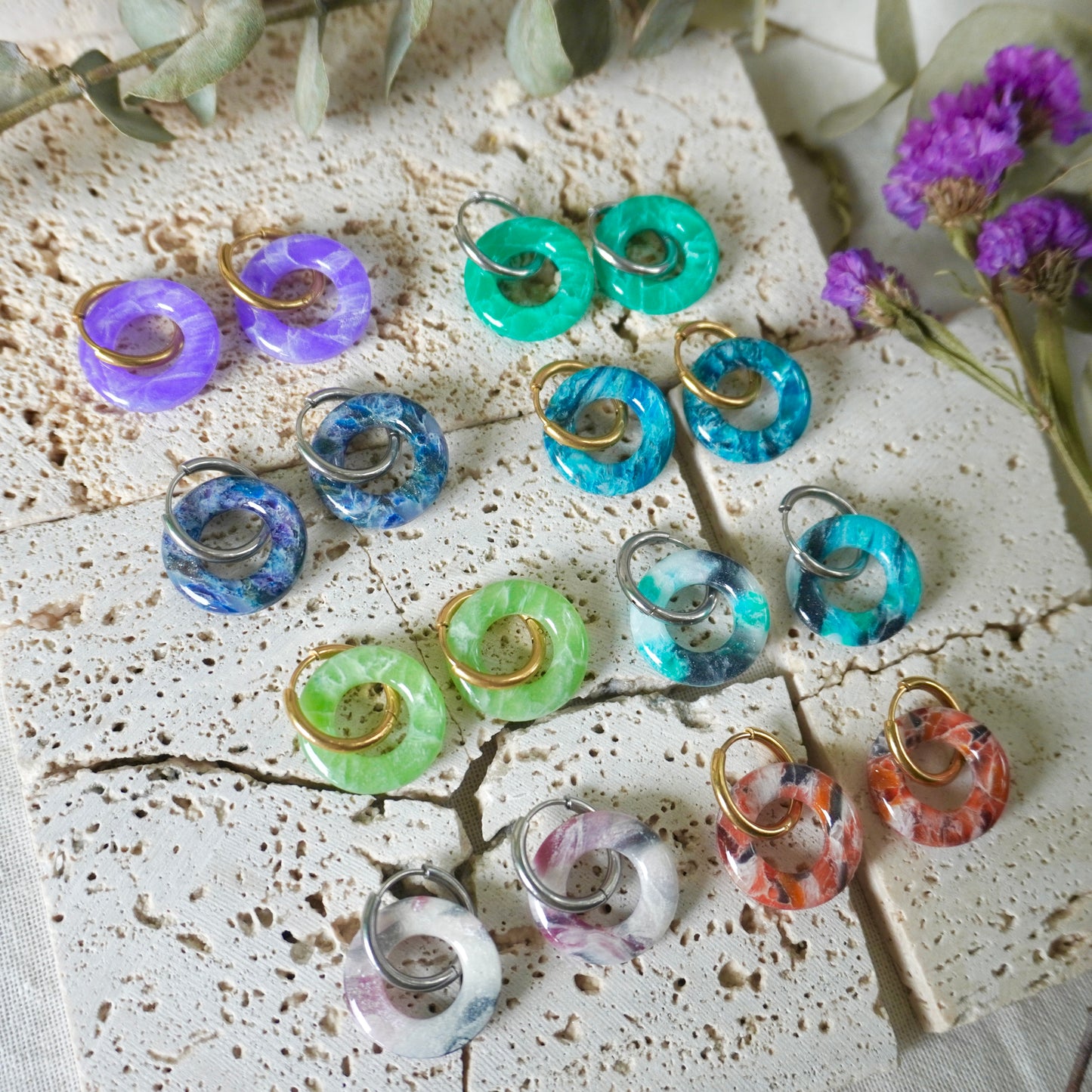 Quartz Huggie Hoops