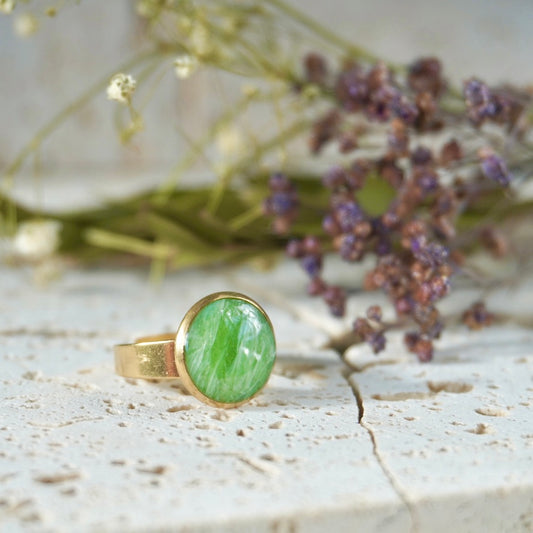 Green Calcite Adjustable Ring (Large)