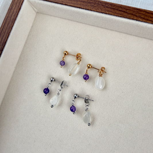 Luna Double Drop Stud Earrings