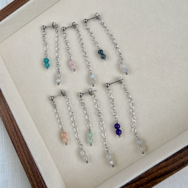 Luna Two Chain Stud Earrings