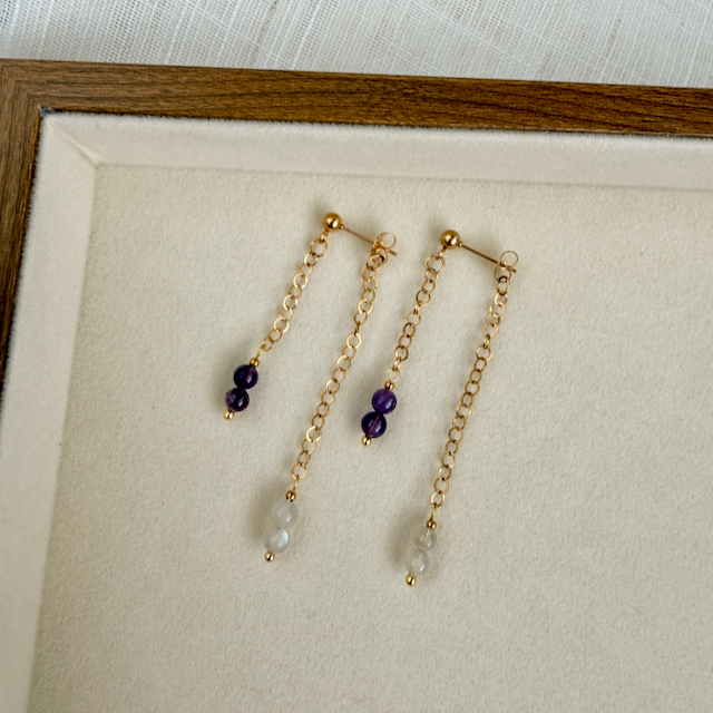 Luna Two Chain Stud Earrings
