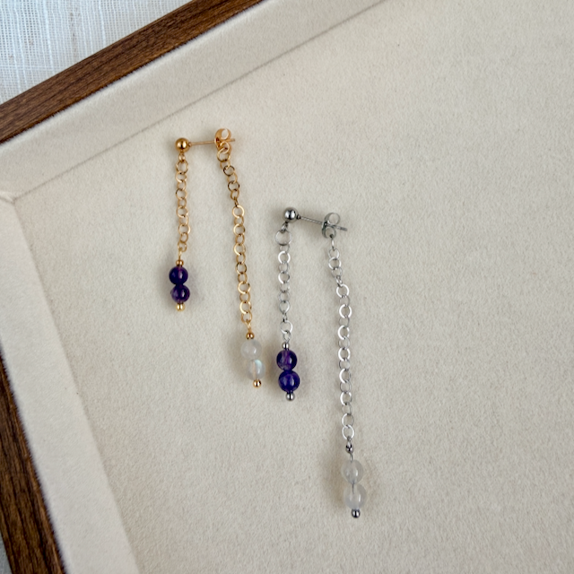 Luna Two Chain Stud Earrings
