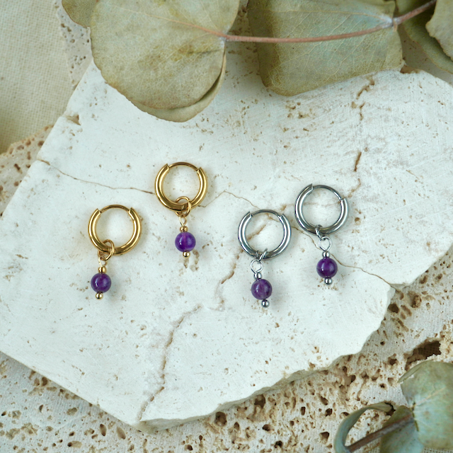 Simple Gemstone Huggie