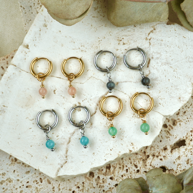 Simple Gemstone Huggie