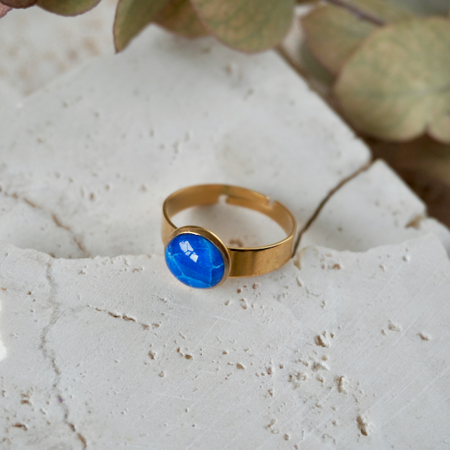 Marine Blue Adjustable Small Ring