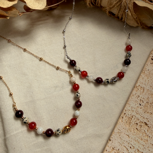 Strength & Spark four-stone gemstone statement necklace by Aether & Nox