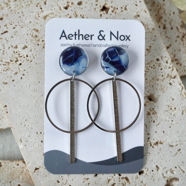 Dusk Blue Stud Drop Maxi